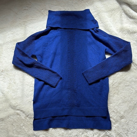 Reitmans Blue Knit Tunic Sweater | Cowl Neck Long Sleeve Cotton Blend Top - Picture 1 of 7